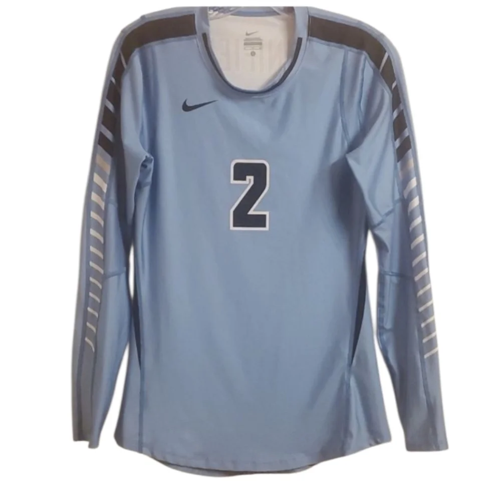 Nike top women's size Small S light blue black white grey activewear unified